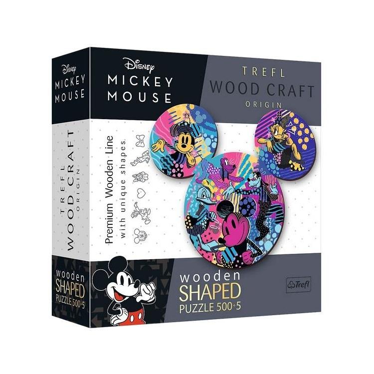 Puzzle 500+5 drewniane kontruowe Kultowa Mickey