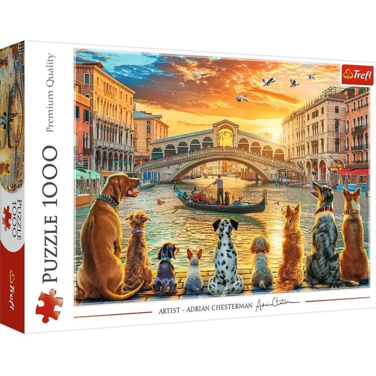 Puzzle 1000 Pieski w Wenecji TREFL