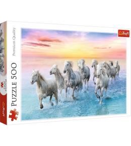 Puzzle 500 Białe konie w galopie TREFL