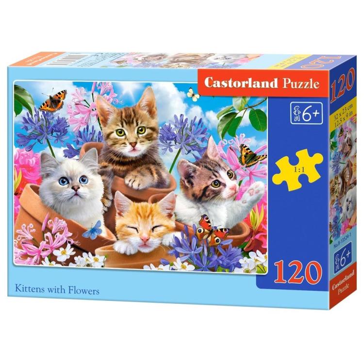 Puzzle 120 Kittens with Flowers CASTOR
