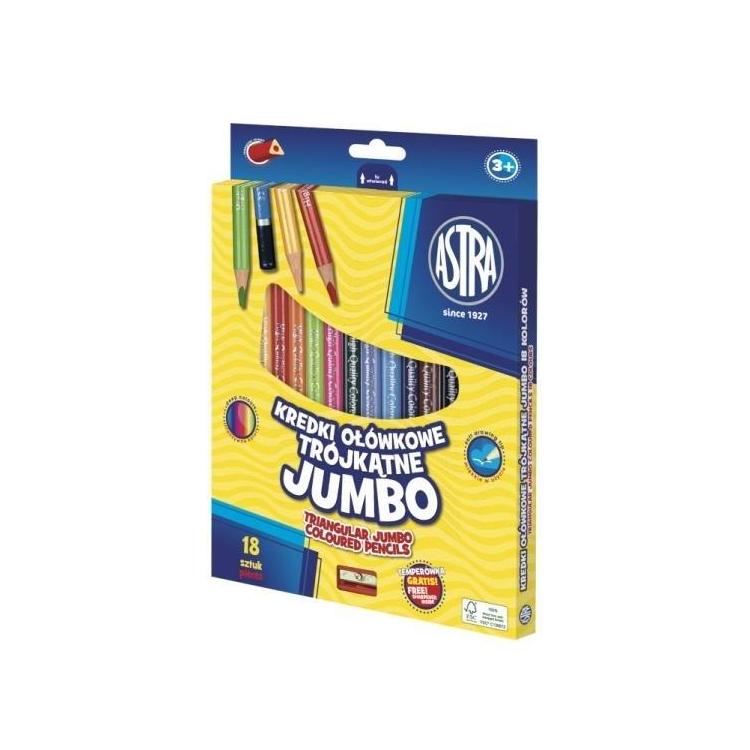 Kredki ołówkowe trójkątne Jumbo 18 kol ASTRA