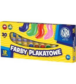 Farby plakatowe w tubach 12 kolorów 30ml ASTRA