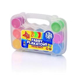 Farby plakatowe 12 kolorów 20ml walizka ASTRA