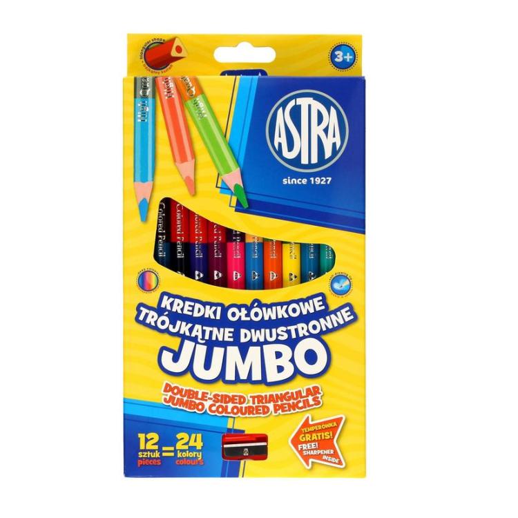 Kredki ołówkowe dwustronne Jumbo 12szt. ASTRA