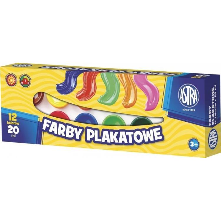 Farby plakatowe 12 kolorów 20ml ASTRA