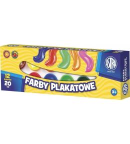 Farby plakatowe 12 kolorów 20ml ASTRA