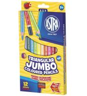 Kredki ołówkowe trójkątne Jumbo 12 kolorów ASTRA