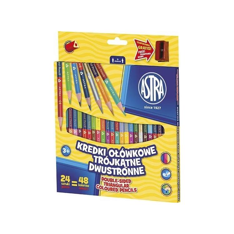 Kredki ołówkowe trójkątne dwustr. 24 48 kol. ASTR
