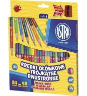 Kredki ołówkowe trójkątne dwustr. 24 48 kol. ASTR