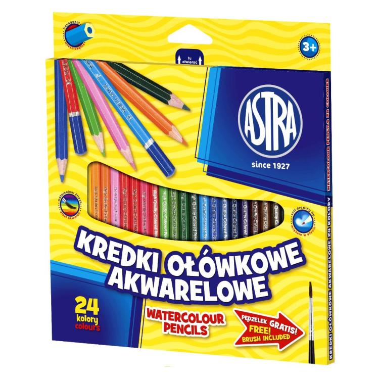 Kredki ołówkowe akwarelowe 24 kolory ASTRA