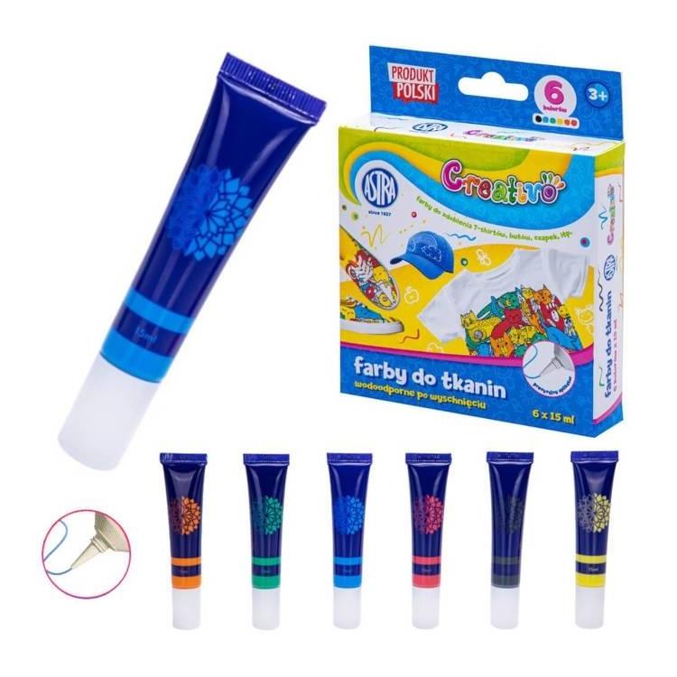 Farby do tkanin Creativo 6x15ml ASTRA