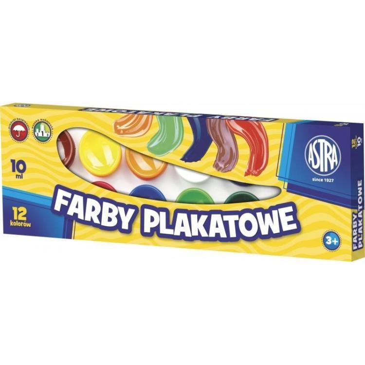 Farby plakatowe 12 kolorów 10ml ASTRA