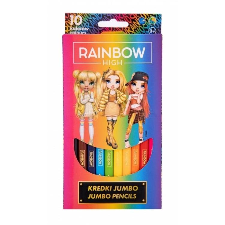 Kredki trójkątne Jumbo Rainbow High 10kol ASTRA
