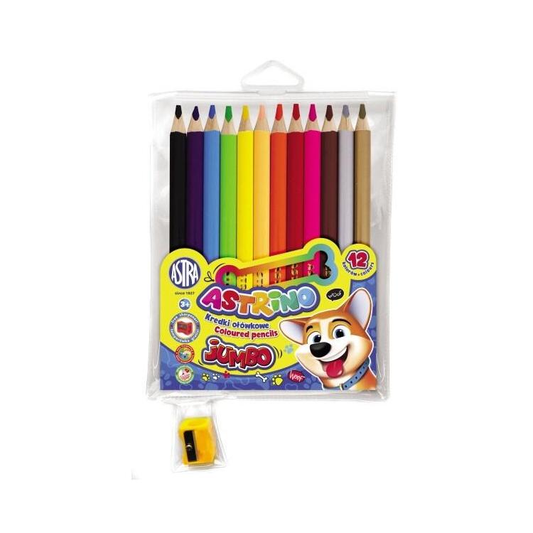 Kredki ołówkowe okrągłe Jumbo 12 kolorów Astrino