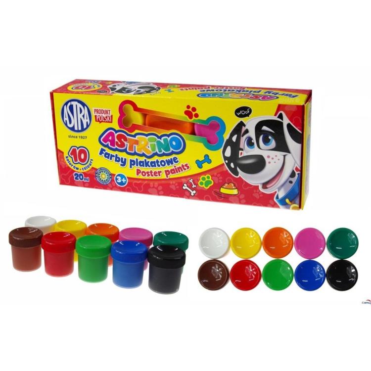 Farby plakatowe Astrino 10 kolorów 20ml ASTRA