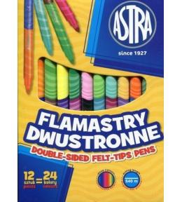 Flamastry dwustronne Astra 12 sztuk 24 kol. ASTRA