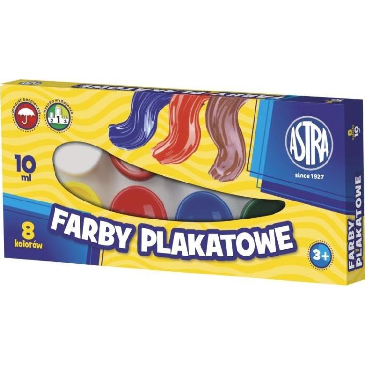 Farby plakatowe 8 kolorów 10ml ASTRA