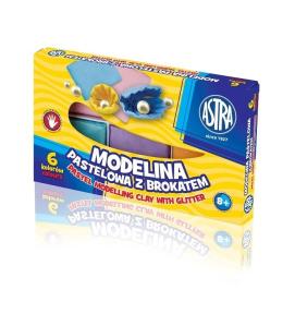 Modelina 6 kolorów pastelowa z brokatem ASTRA