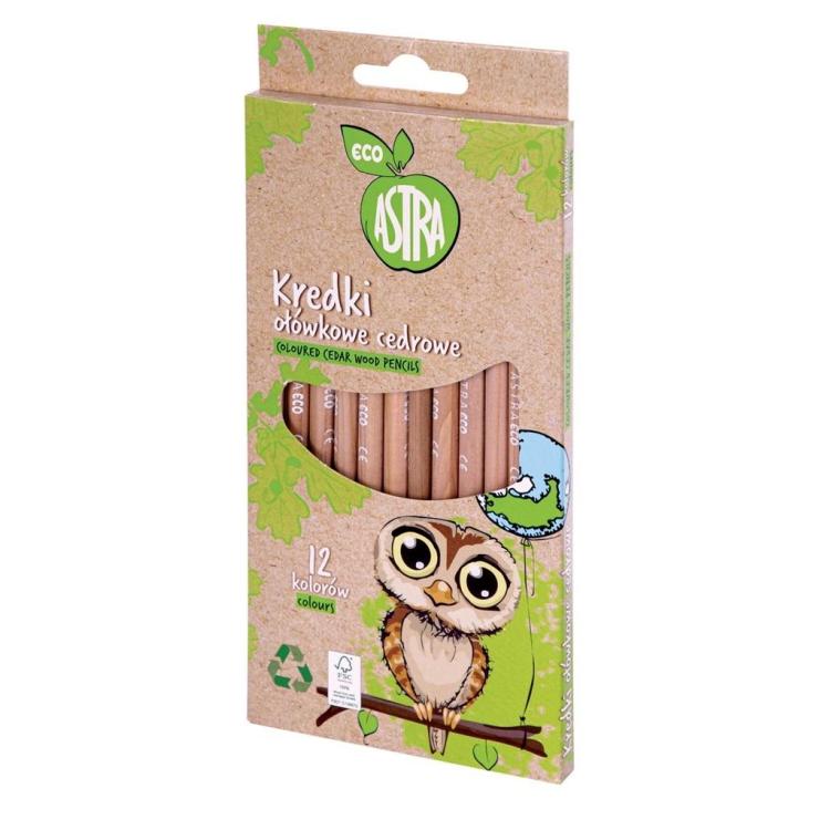 Kredki okrągłe z drewna cedrowego ECO 12 kol ASTRA