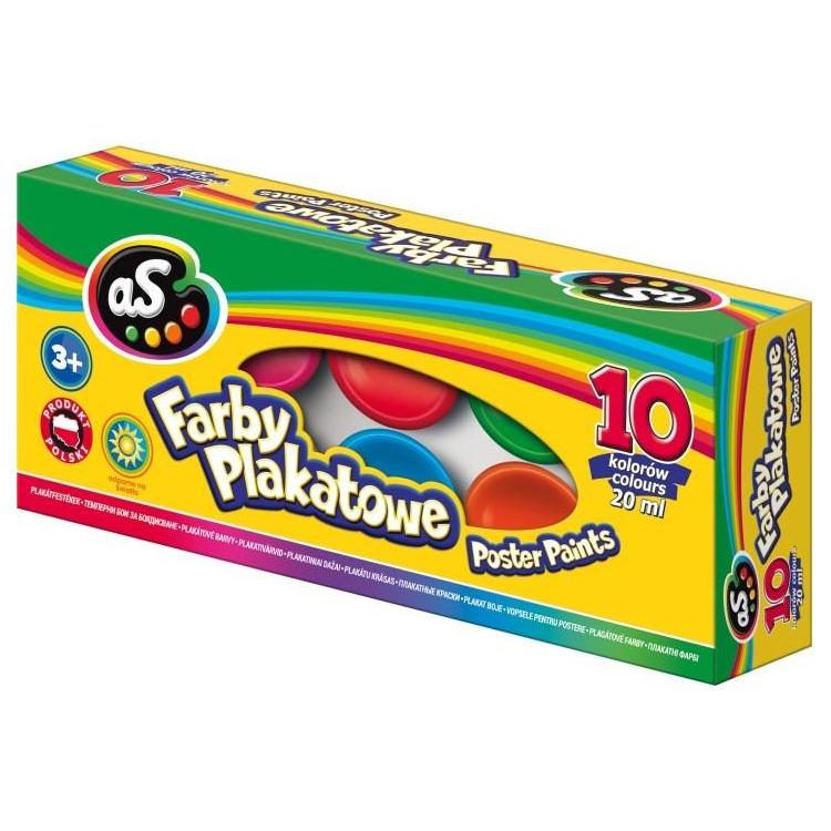 Farby plakatowe 10 kolorów 20ml AS