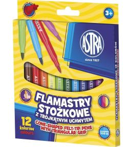 Flamastry stożkowe 12 kolorów ASTRA