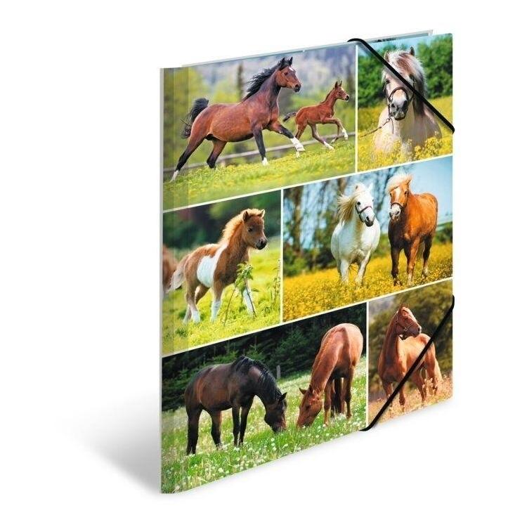 Teczka A4 gumki narożne - Konie na łące