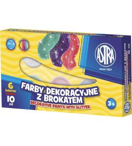 Farby plakatowe 6 kolorów 10 ml Brokat ASTRA