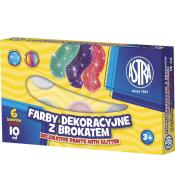 Farby plakatowe 6 kolorów 10 ml Brokat ASTRA