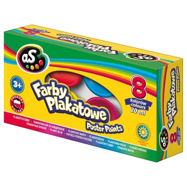 Farby plakatowe 8 kolorów 20ml AS