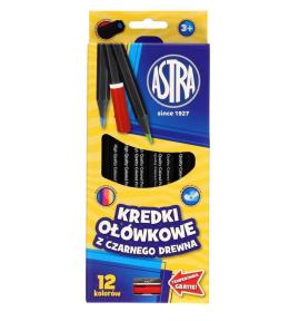 Kredki ołówkowe czarne 12 kolorów ASTRA