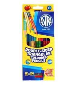 Kredki ołówkowe trójkątne dwustr. 12 24 kol. ASTRA