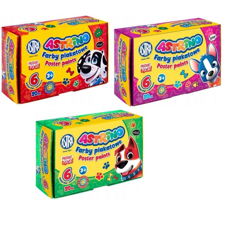Farby plakatowe 6 kolorów Astrino 20ml ASTRA
