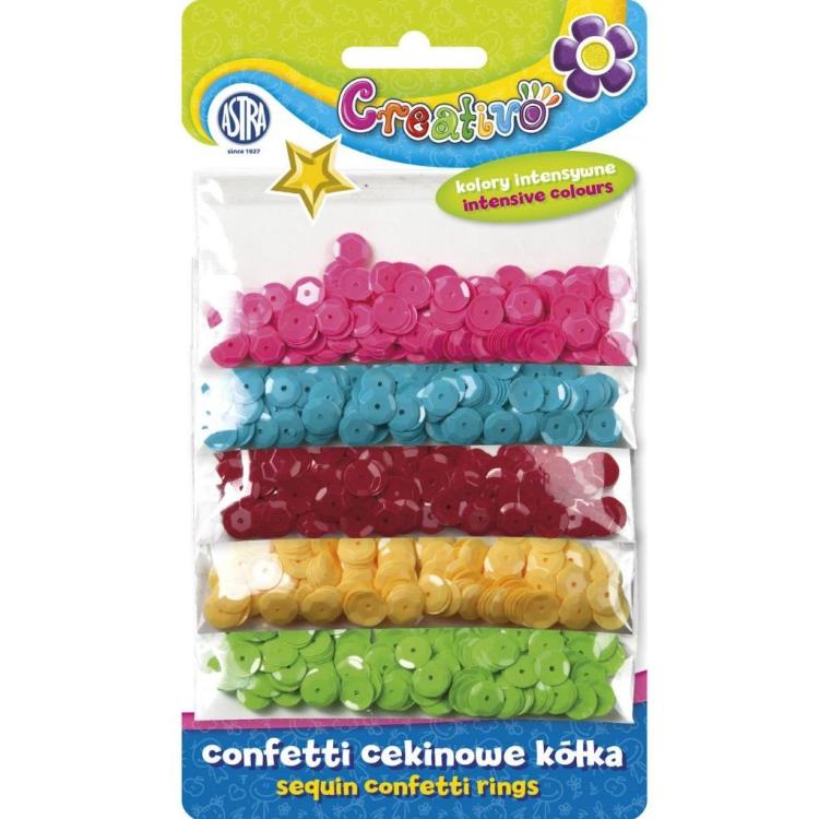 Confetti cekiny kółka 5 kolorów ASTRA