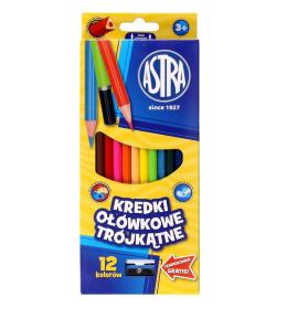 Kredki ołówkowe trójkątne 12 kolorów ASTRA