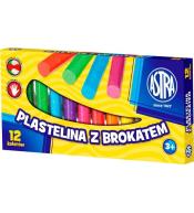 Plastelina z brokatem 12 kolorów ASTRA