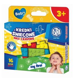 Kredki świecowe w kształcie klocków 16kol ASTRA