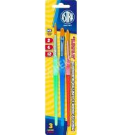 Zestaw pędzli nylonowych uchwyt silikon 3szt ASTRA