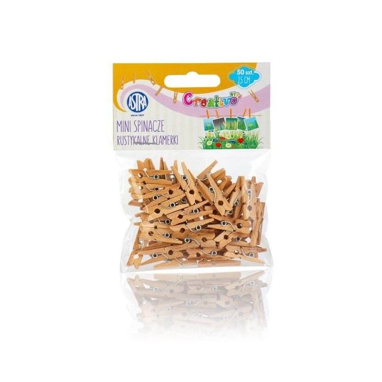 Spinacze drewniane 50szt Rustykalne klamerki ASTRA