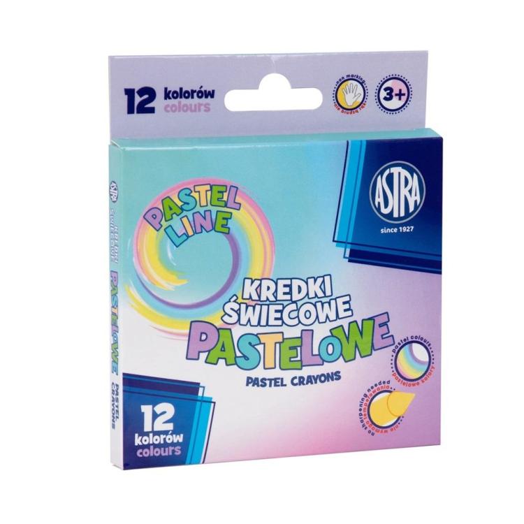 Kredki świecowe pastel 12 kolorów ASTRA