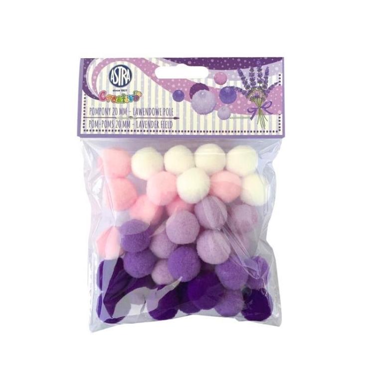 Pompony dekoracyjne 20mm - Lawendowe pole ASTRA