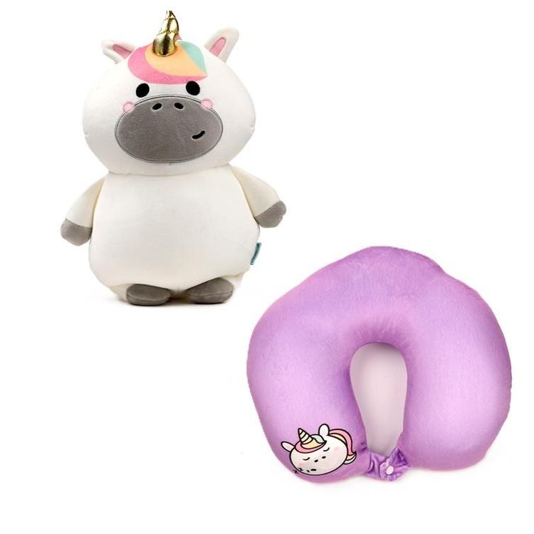 Poduszka podróżna i pluszowa zabawka 2w1 Jednoroż