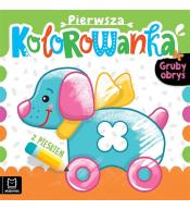 Pierwsza kolorowanka z pieskiem. Gruby obrys