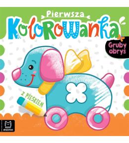 Pierwsza kolorowanka z pieskiem. Gruby obrys