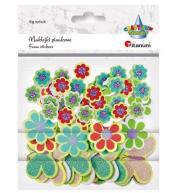 Naklejki piankowe kwiatki, motyle mix 69szt