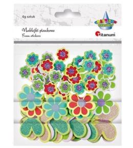 Naklejki piankowe kwiatki, motyle mix 69szt