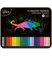 Flamastry kwadratowe w metalowym pudełku 24 kolory