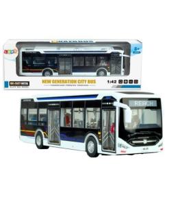 Autobus elektryczny miejski metalowy biały 1:42