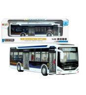 Autobus elektryczny miejski metalowy biały 1:42