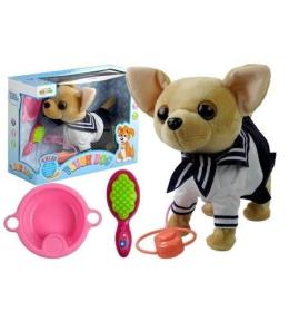 Interaktywny piesek na smyczy + akcesoria