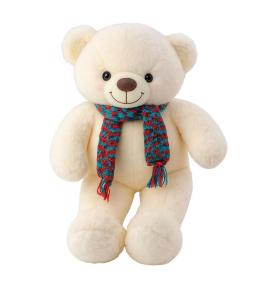 Miś pluszowy biały w kolorowym szaliku 55cm